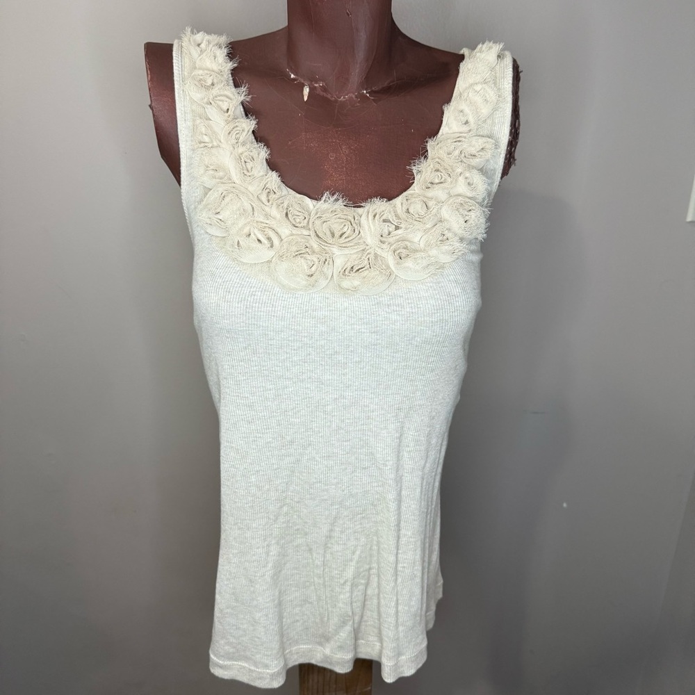 Tommy Hilfiger Cream Tank Top with Floral Detail (L)
